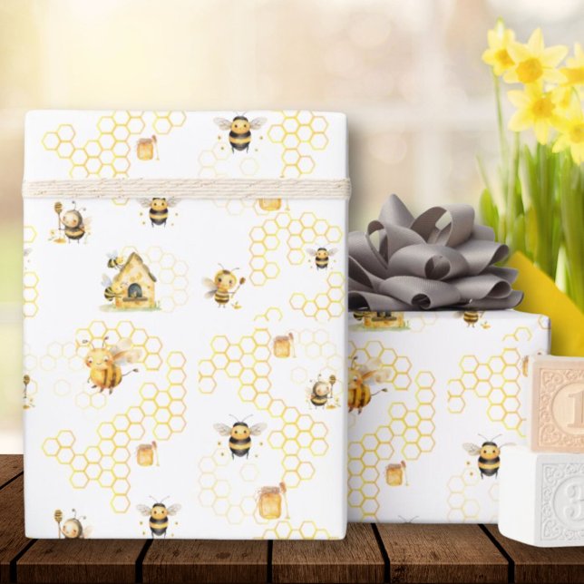 Honey Bee Gender Neutral Baby Shower Wrapping Paper (Honey Bee Gender Neutral Baby Shower Wrapping Paper)