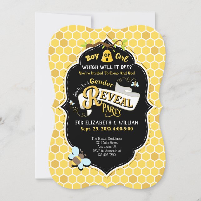 Honey Bee Gender Reveal Invitation (Front)