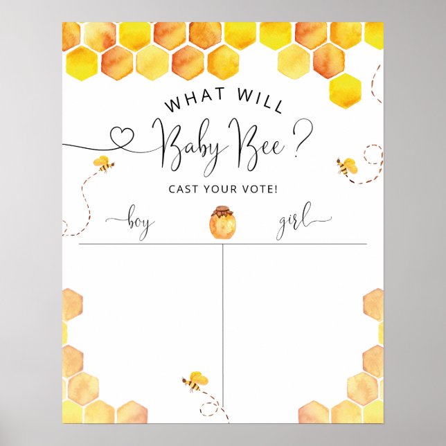 Honey Bee Gender Reveal Voting Sign (Front)