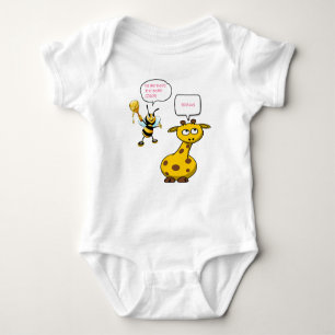 Honey Bee Giraffe Animals Cartoon Cute Talk Unisex Baby Bodysuit