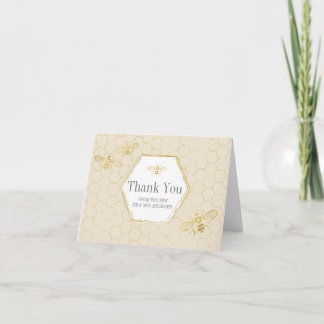 Honey Bee Gold Cream Custom Photo Thank You Card