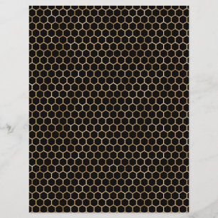 Honey Bee Golden Honeycomb Scrapbook Paper Sheet
