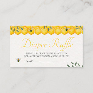 Honey Bee Greenery Baby Shower Diaper Raffle Enclosure Card