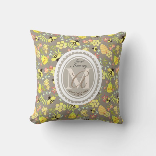 Honey Bee Grey Cushion (Front)