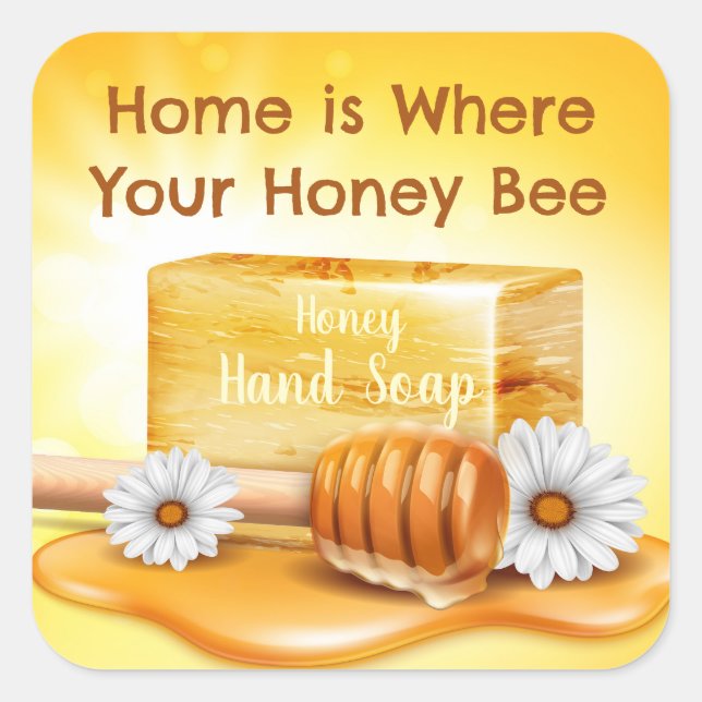 Honey Bee Hand Soap Square Sticker (Front)