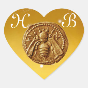 HONEY BEE, HEART MONOGRAM STICKER
