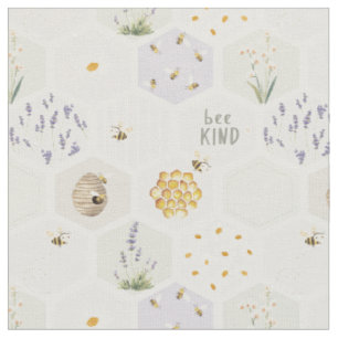 Honey bee hive chamomile daisy meadow field lavend fabric