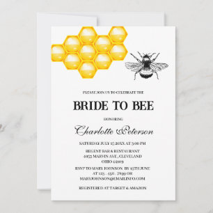 Honey Bee Hive Country Bridal Shower Invitation