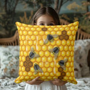 Honey Bee Hive Dripping Honeycomb Cushion
