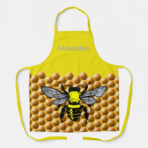 Honey Bee Hive Pattern Cute Insect Apiary Name Apron