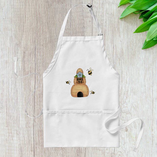 Honey Bee Hive with Blue Flower and Bees Standard Apron (Creator Uploaded)