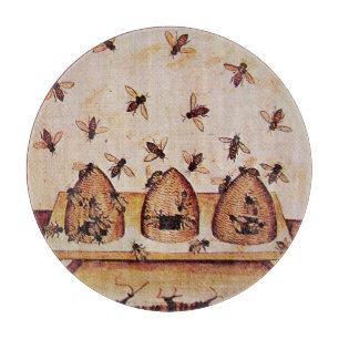 HONEY BEE HIVES Mediaeval Apiary Beekeeper Cutting Board