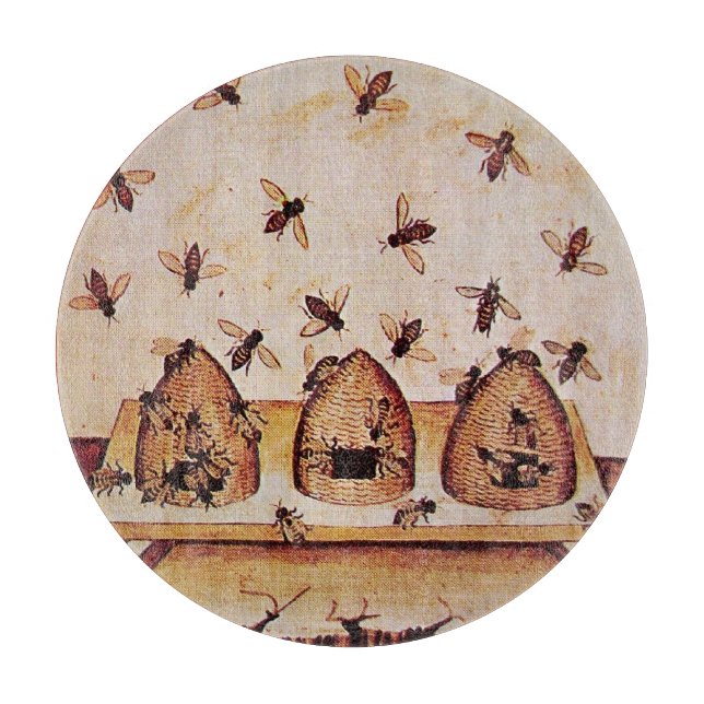 HONEY BEE HIVES Mediaeval Apiary Beekeeper Cutting Cutting Board (Front)