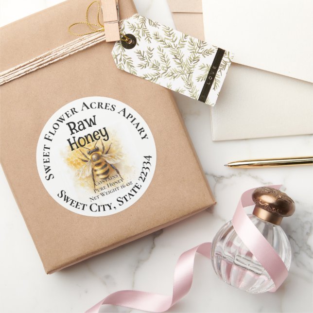 Honey Bee Honey Apiary Business Bottle Label (Gifting)