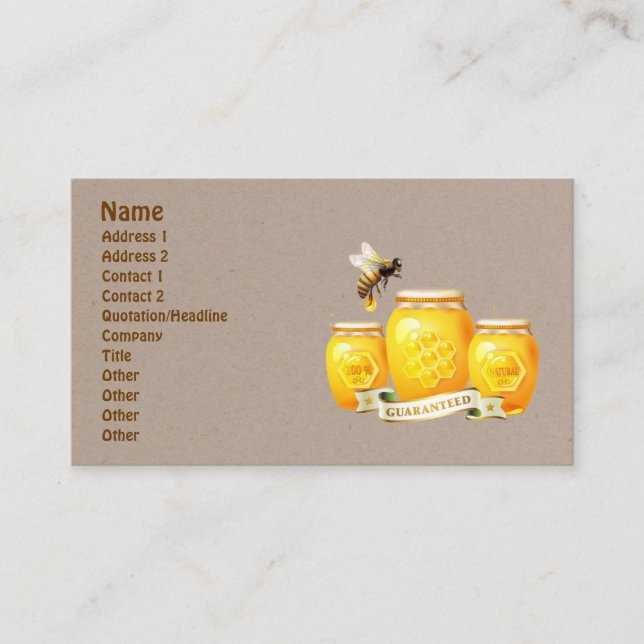 Honey Bee Honey Seller Beekeeper Apiarist Business Card (Front)