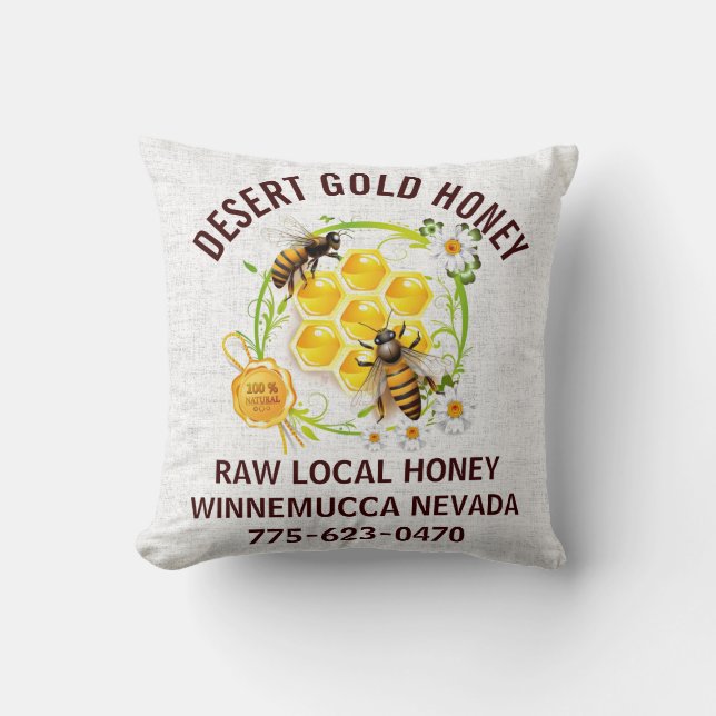 Honey Bee Honey Seller Beekeeper Apiarist Custom Cushion (Front)