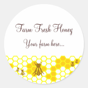 Honey Bee Honeycomb Art Custom Jar Stickers