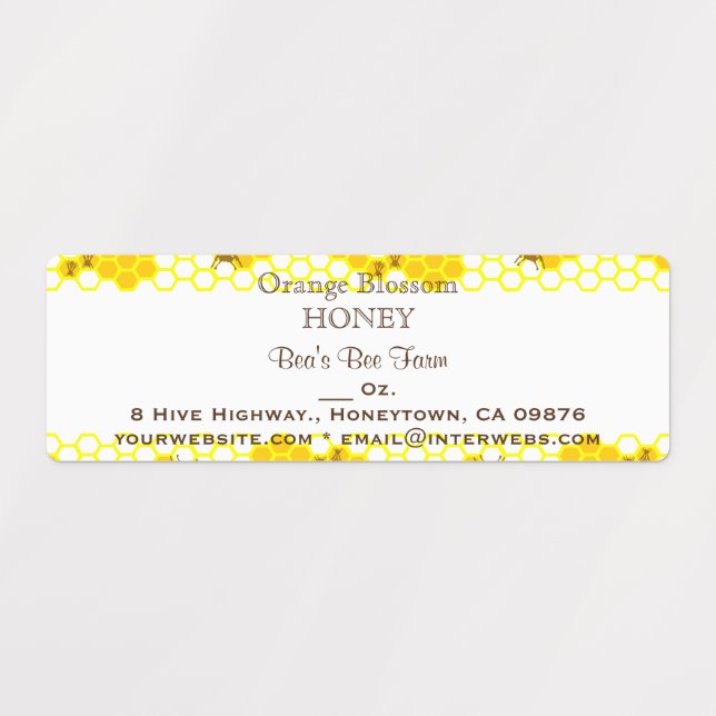 Honey Bee Honeycomb Art Editable 2.25" x 0.75" (Design 1)