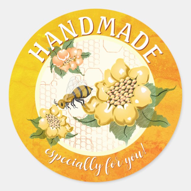 Honey Bee Honeycomb Canning Classic Round Sticker (Front)