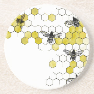 Honey Bee Honeycomb Coasters