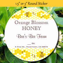 Honey Bee Honeycomb Custom 1.5" Round Sticker