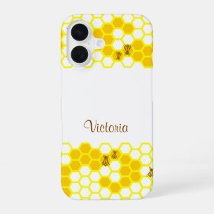Honey Bee Honeycomb Custom 3" Round Sticker iPhone 16 Case