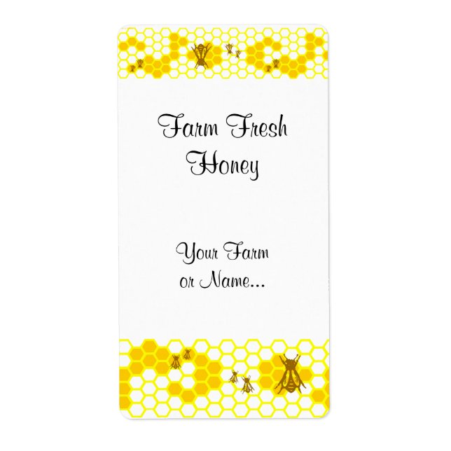 Honey Bee Honeycomb Custom Shipping Label (Front)