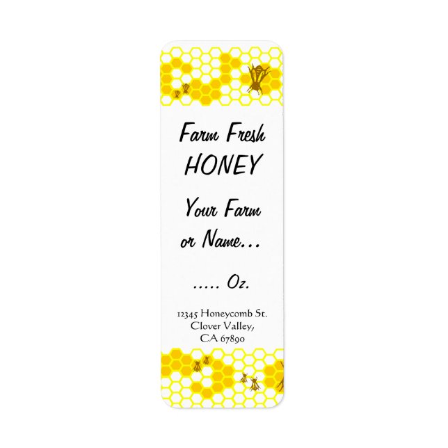 Honey Bee Honeycomb Custom Small Label Return Address Label (Front)