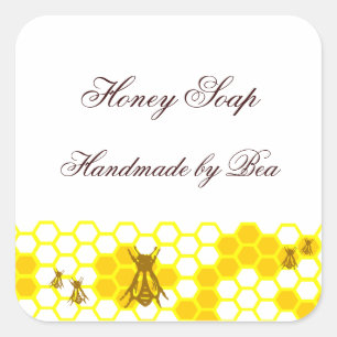 Honey Bee Honeycomb Custom Soap Label Stickers