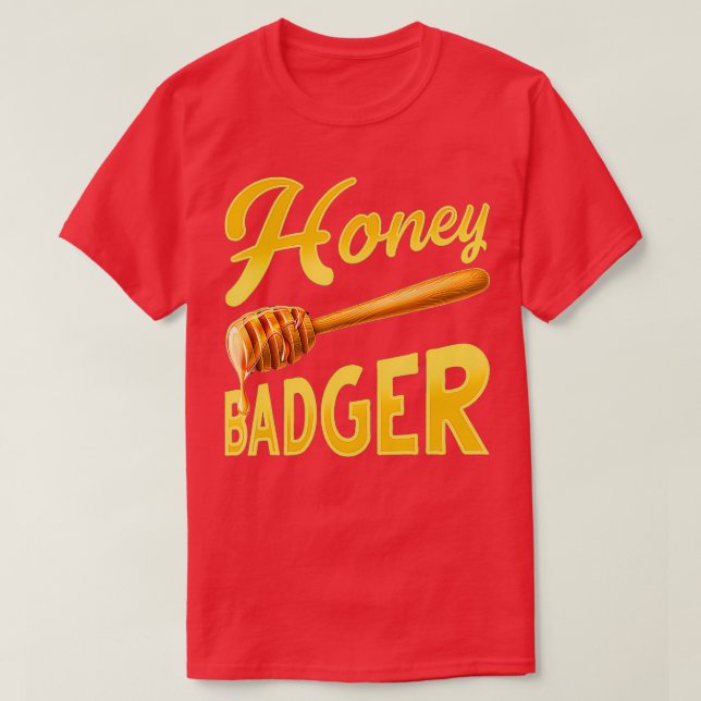Honey Bee Honeycomb Cute Animal Honey Badger  T-Shirt (Design Front)