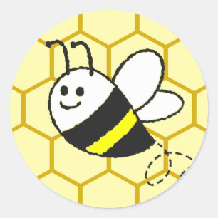 Honey Bee Honeycomb Drawing Classic Round Sticker