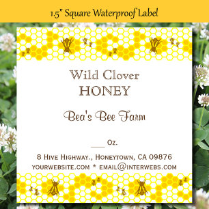 Honey Bee Honeycomb Editable 1.5" Square Label