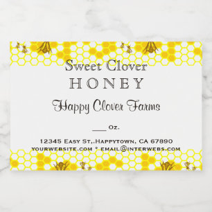 Honey Bee Honeycomb Editable 3" x 2" Food Label