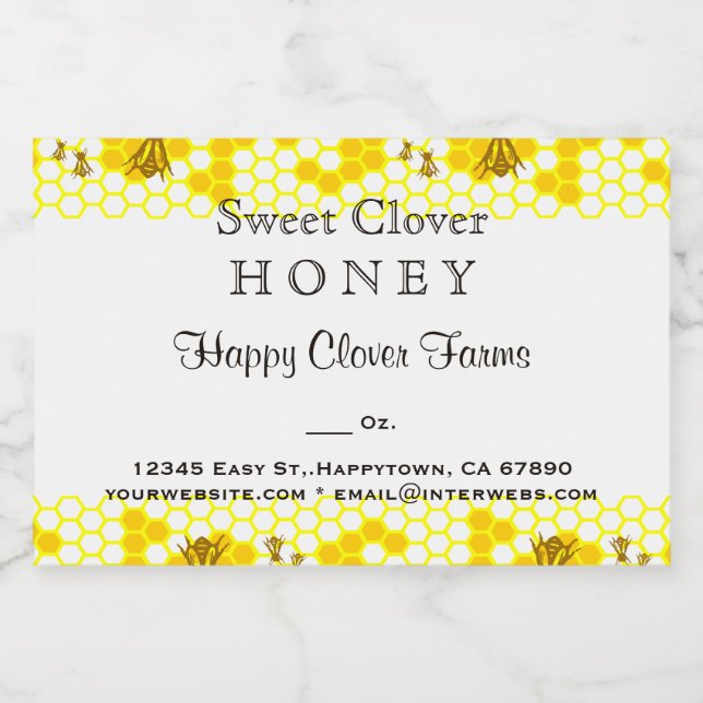 Honey Bee Honeycomb Editable 3" x 2" Food Label (Single Label)