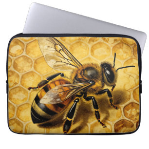 Honey Bee Honeycomb Golden Nature Laptop Sleeve