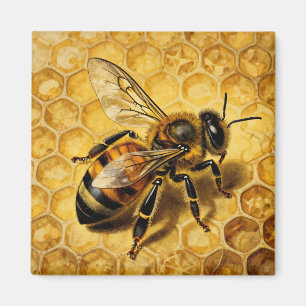 Honey Bee Honeycomb Golden Nature Magnet