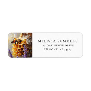 Honey Bee Honeycomb Lavender Return Address Label