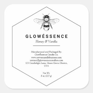 Honey bee honeycomb Vanilla Wax Candle Homemade Square Sticker