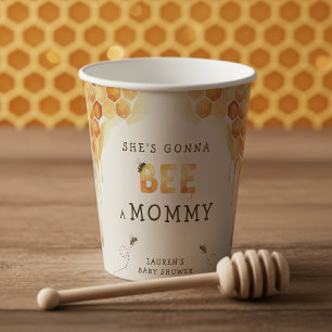 Honey Bee Honeycomb Watercolor Baby Shower Paper Cups