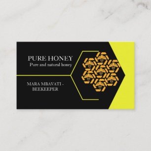 Honey Bee Honeycomb Yellow Square Business Card
