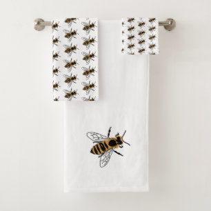 Honey Bee Illustration Insect Bath Towel Set