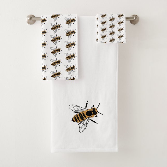 Honey Bee Illustration Insect Bath Towel Set (Insitu)