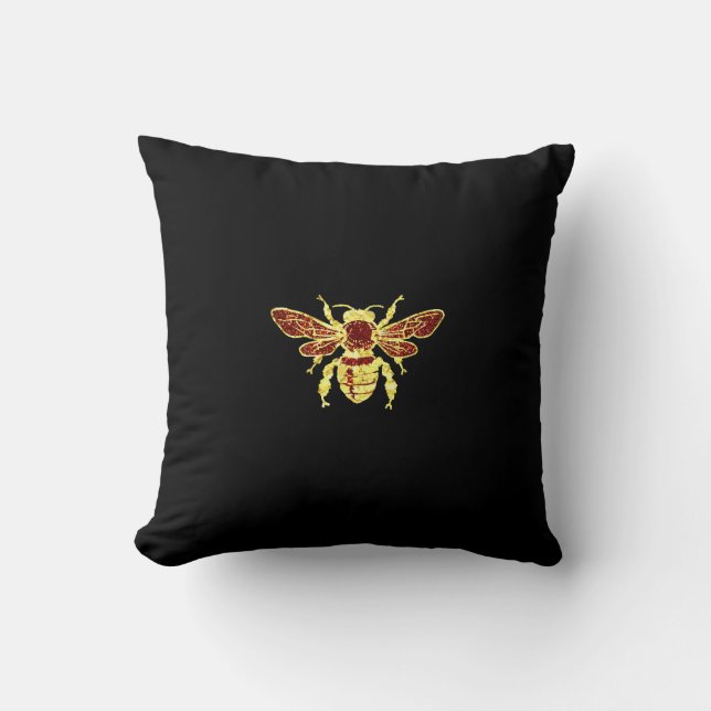 Honey Bee in Gold and Red Cushion (Front)