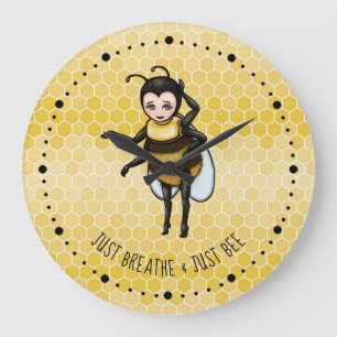 Honey Bee Just Breathe & Just Bee Large Clock