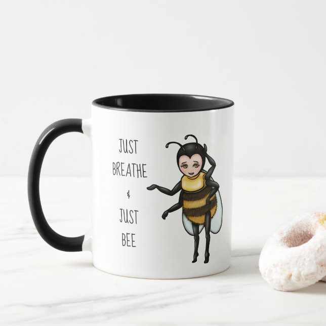 Honey Bee Just Breathe & Just Bee Mug (With Donut)