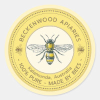 Honey Bee Label Yellow Beekeeper Apiary