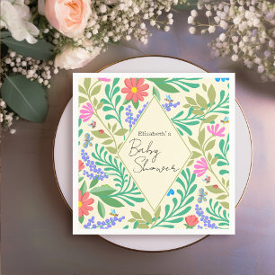 Honey Bee, Ladybug, Butterfly, Dragonfly & Flowers Napkin