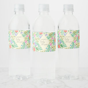 Honey Bee, Ladybug, Butterfly, Dragonfly & Flowers Water Bottle Label