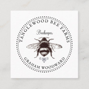 Honey Bee Logo Apiary Beekeeper Honey Products  Square Business Card