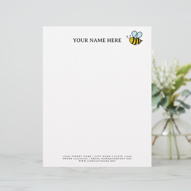Honey bee logo letterhead template for beekeeper (Standing Front)